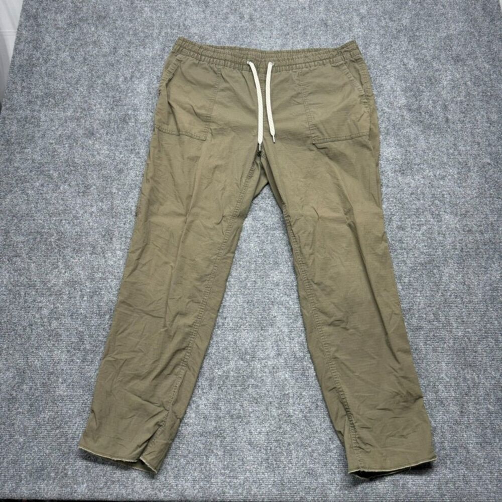 Vuori Mens L Olive Green Ripstop Pants Drawstring Elastic Waist Outdoor Casual